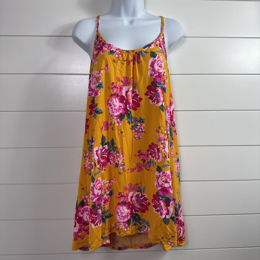 Maaji Swim Coverup Dress Sleeveless Yellow Floral Print sz M